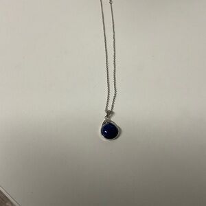 Sterling Silver Necklace with Blue Pendant
